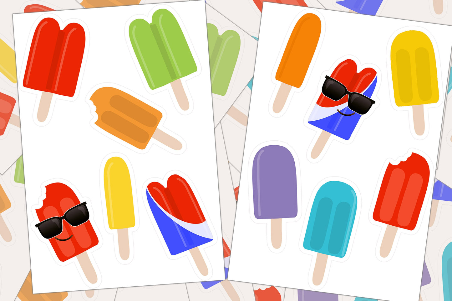 Popsicle Stickers, Sticker Sheet, Ice Cream, Summer Stickers, Journal Sticker, Planner Sticker, Birthday Party Favors, Goodie Bag Filler