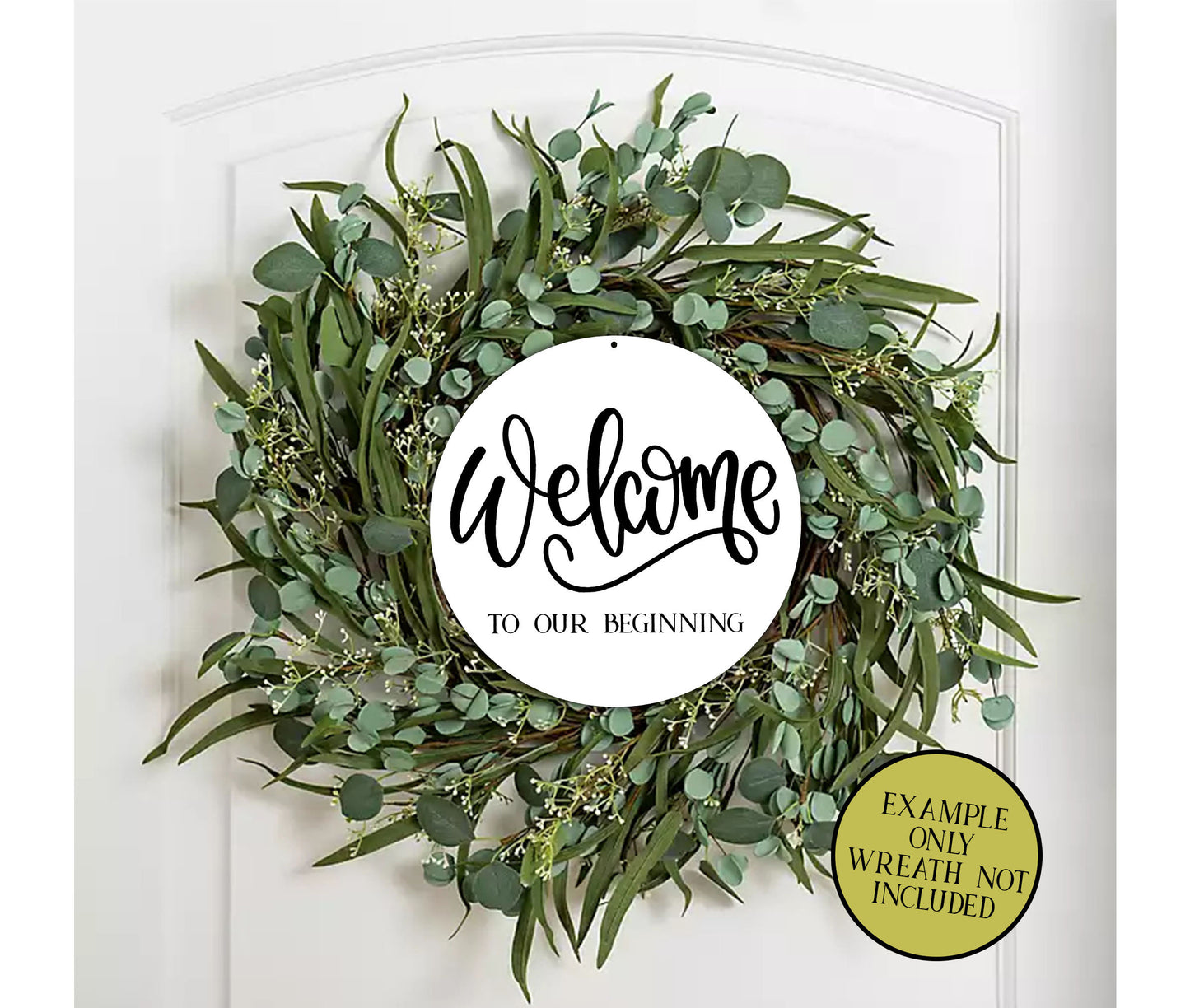 Welcome Sign, Roses Wreath, Welcome Wedding Sign, Front Door Sign, Large Sign, Metal Art, Home Decor, Round Door Hanger, Wedding Reception