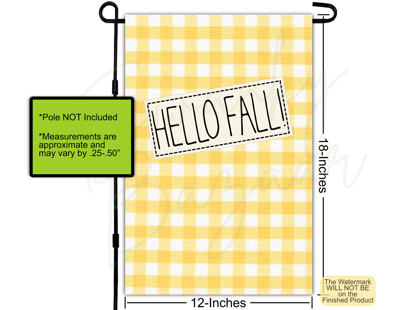 Hello Fall Yellow Plaid Porch Flag, Camping Flag, Outdoor Flag, Fall Garden Flag Design, House Flag, Yard Flag, Thanksgiving Gift for Her