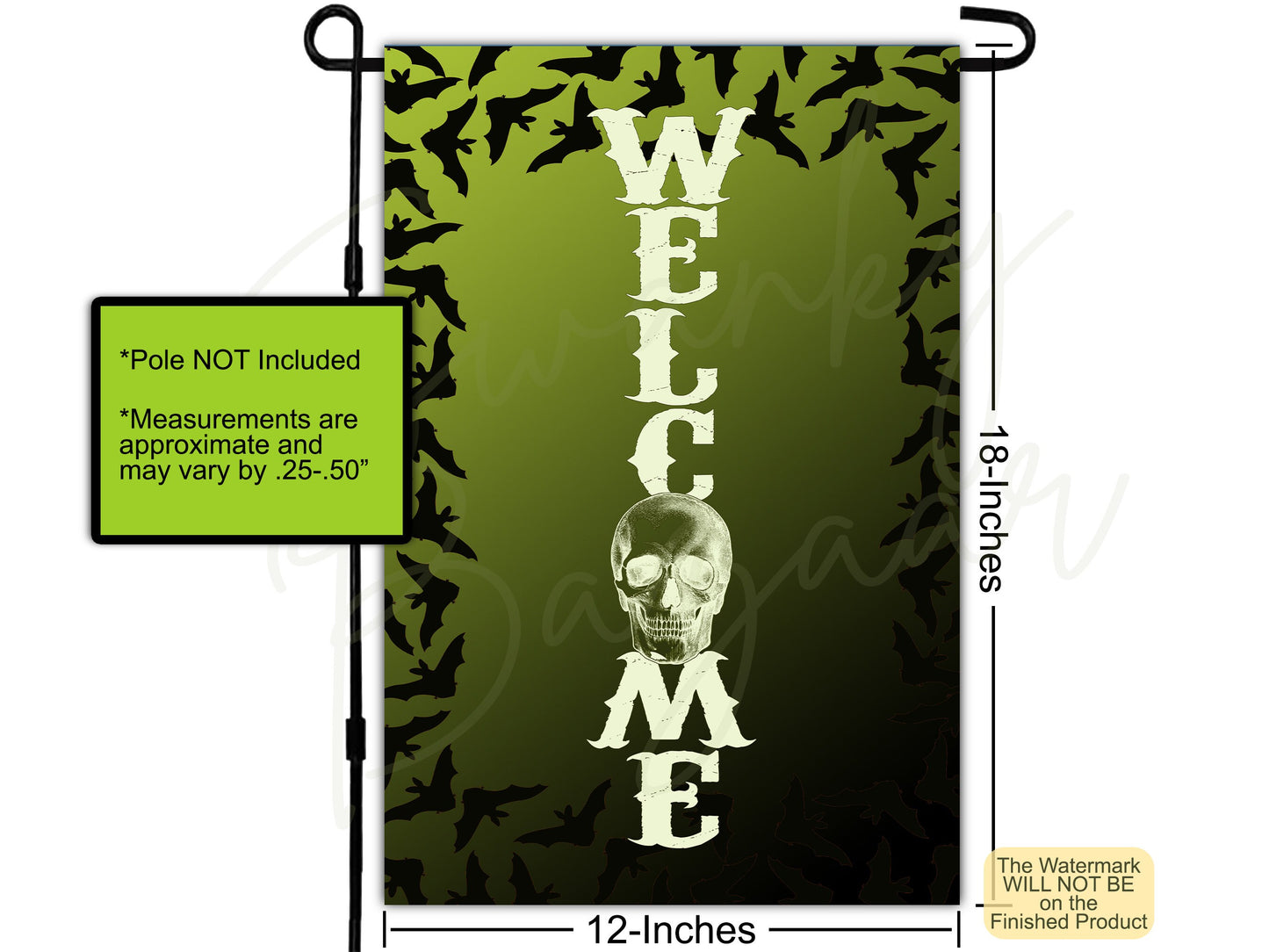 Skull & Bats Halloween Flag, Porch Flag, Camping Flag, Yard Flag, Welcome Garden Flag, Halloween Skull Decor, Welcome Sign, Fall Garden Flag