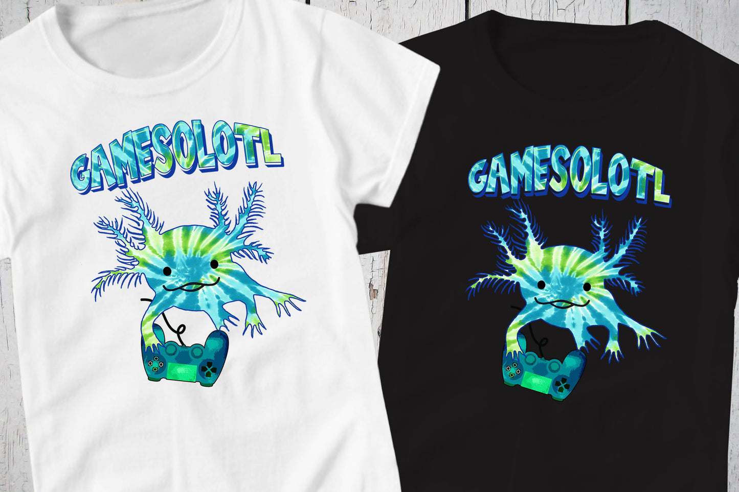 Axolotl Shirt, Gamesolotl Gamer Gifts, Tie Dye Shirt, Salamander Shirt, Cute Axolotl Tshirt, Mud Puppy, Kawaii Axolotl Lover, Gamer Shirt