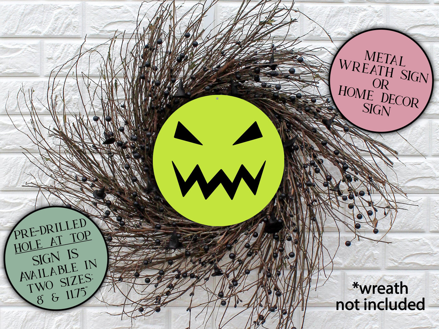 Wicked Pumpkin Face Front Door Sign, Fall Wreath Sign, Farmhouse Signs, Cute Halloween Sign, Halloween Porch Sign, Halloween Pumpkin Sign