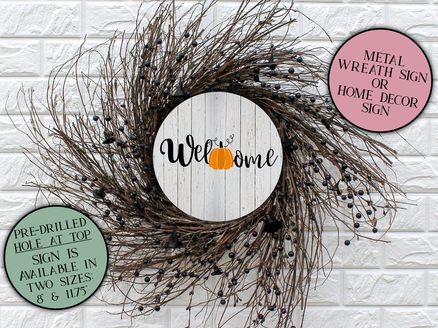 Welcome Sign, Pumpkin Decor, Front Door, Halloween Decor, Halloween Wreath Sign, Front Door Sign, Fall Pumpkin Decor, Thanksgiving Wreath