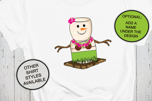 Smores Hula Girl Shirt, S'mores Shirt, Marshmallow Snowman, Luau Shirt, Camping Gifts, Holiday Shirt, Personalized Tee, Girls Dance Shirt
