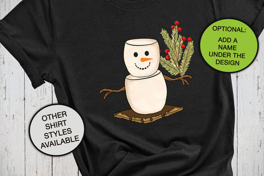 Smores Christmas Shirt, S'mores Shirt, Marshmallow Snowman, Christmas Shirt, Camping Gifts, Holiday Shirt, Xmas Shirt, Personalized T Shirt