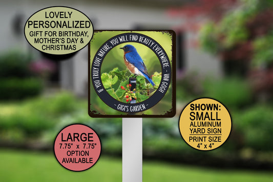 Personalized Garden Sign, Handmade Sign, Bluebird Garden Art Gift for Mom, Garden Decoration Farmhouse Sign with Van Gogh Quote, Blue Bird