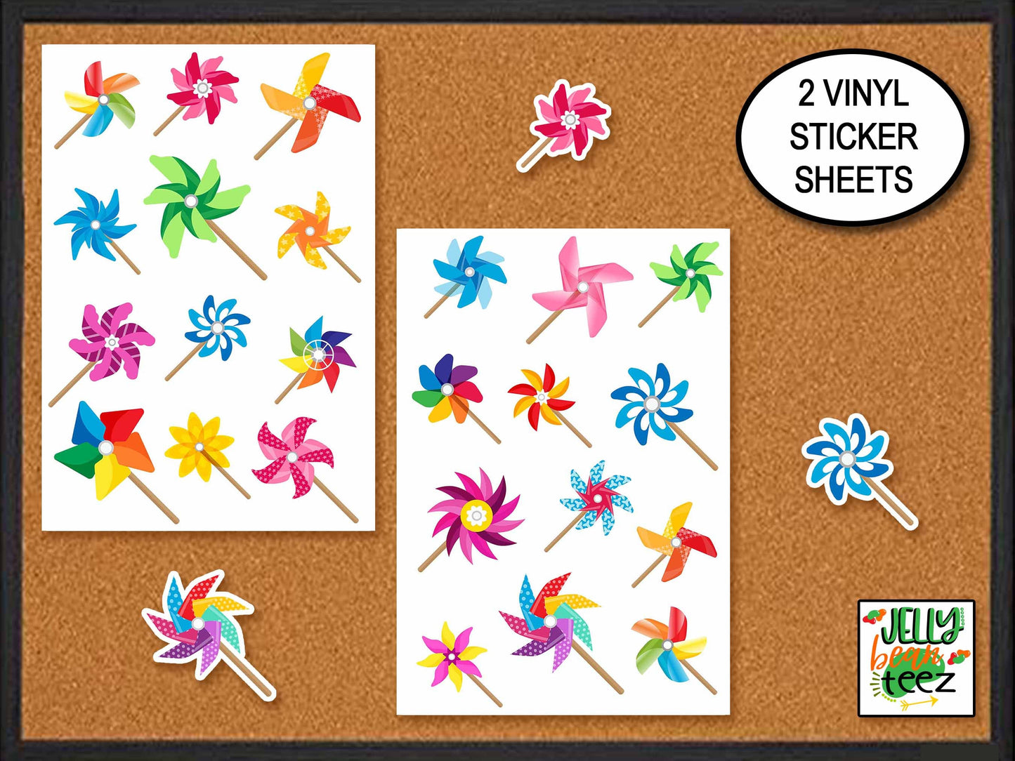 Pinwheel Toys Sticker Sheet, 90s Stickers, Calendar Sticker, Bujo Planning Stickers, Cute Summer Stickers, Windmill Decal, Journal Stickers