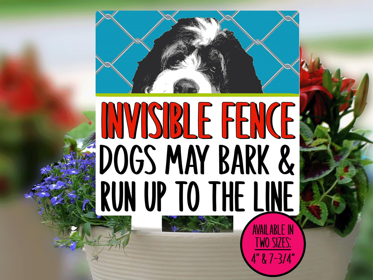 Bernedoodle Dog Invisible Fence Sign, Outdoor Sign, Porch Sign, Metal Sign, Warning Sign, Dog Sign for Home, Small Yard Sign, Dog Fence Sign