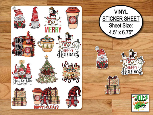 Country Christmas Gnome Stickers, Farmhouse Holidays Stickers Sheet, Merry Christmas Planner Stickers, Journal Stickers, Laptop Stickers