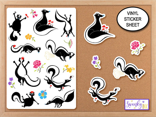 Adorable Skunk Sticker Sheet, Stinkin' Cute Stickers, Small Stickers, Funny Stickers, Computer Stickers, Planner Stickers, Laptop Stickers