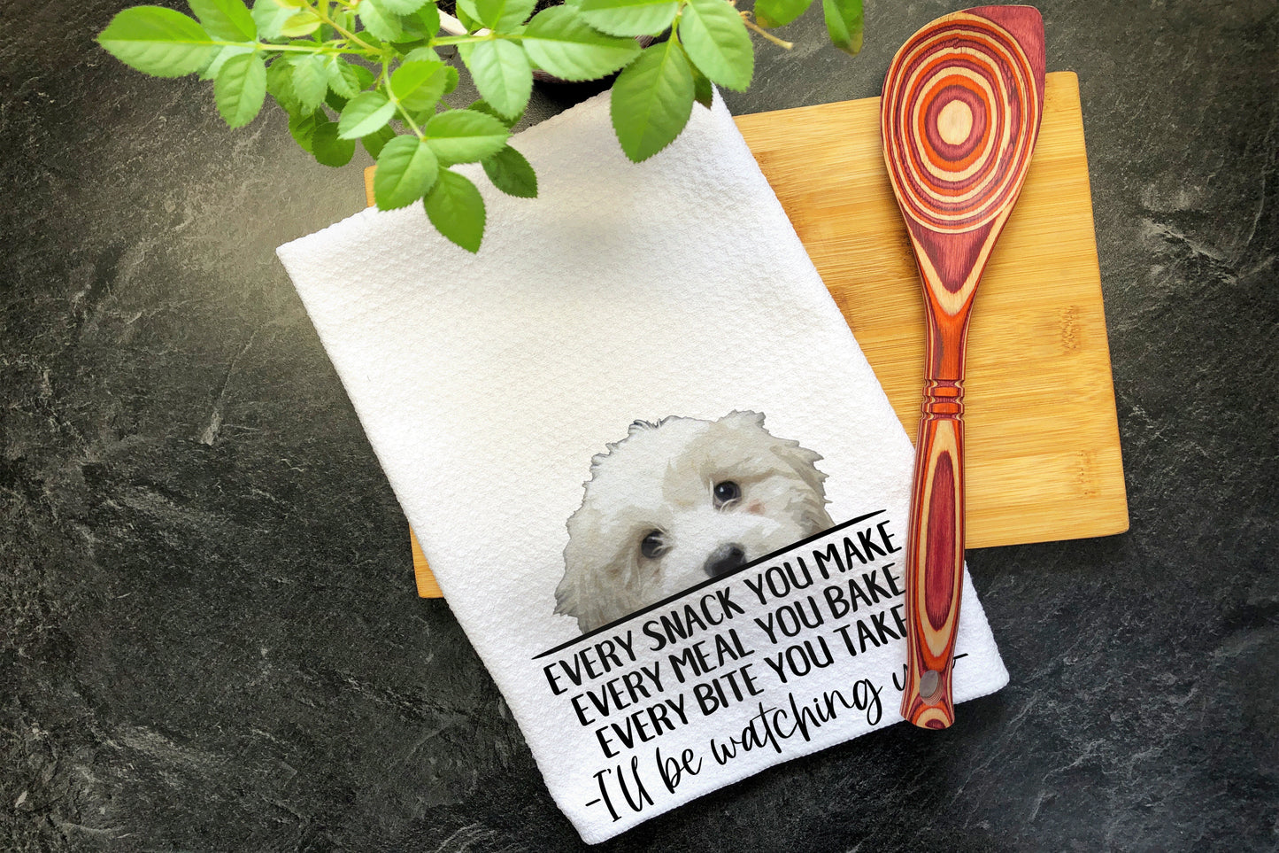 Cavachon Dog, Tea Towel, Every Snack You Make, Every Bite You Take, Kitchen Decor, Dish Towels, Funny Kitchen Towel, Waffle Weave Towel
