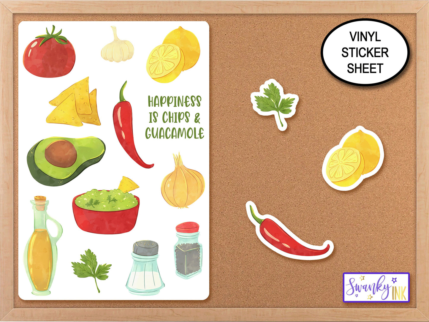 Chips & Guacamole Sticker Sheet, Phone Sticker, Cinco de Mayo Favor Stickers, Mexican Sticker, Journal Stickers, Computer Stickers, Planner