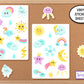 Kawaii With A Chance Of Weather, Cute Sticker Sheets, Stickers For Planner, Journal Stickers, Kawaii Weather Pastel Stickers, Cloud Stickers