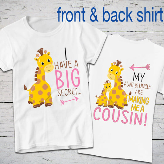I Have A Big Secret, New Cousin Shirt, Giraffe Shirt, Pregnancy Announce, Baby Shower Gift, Best Aunt Gift for Niece, Gender Reveal Tshirt