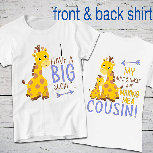 I Have A Big Secret, New Cousin Shirt, Giraffe Shirt, Pregnancy Announce, Baby Shower Gift, Best Aunt Gift for Nephew, Gender Reveal Tshirt