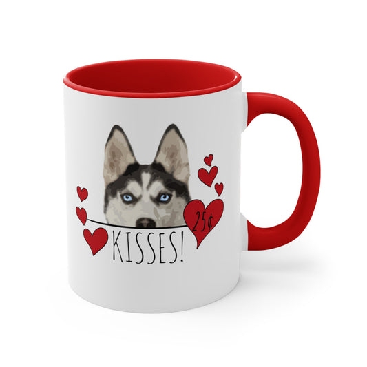 Siberian Husky Kisses Dog Coffee Mug, Husky Mom Mug Valentine Gift, Dog Lover Mug, Husky Dog Dad Mug, Valentines Day Gift, Valentines Mug