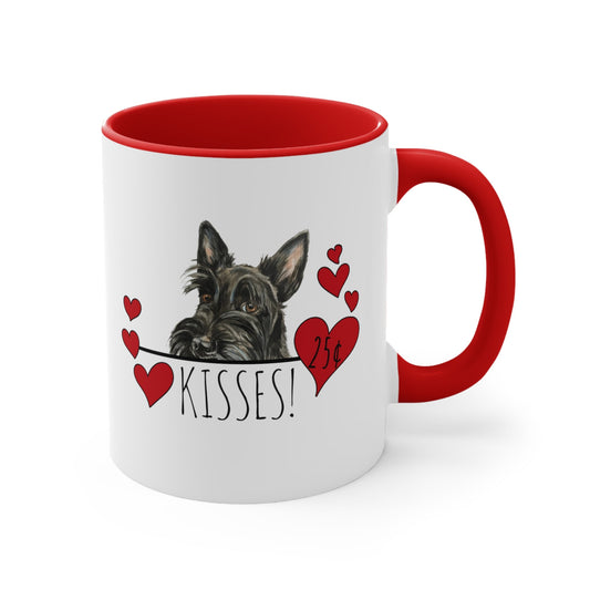Scottish Terrier Kisses Dog Coffee Mug, Scottie Mom Mug Valentine Gift, Dog Lover Mug, Funny Dog Dad Mug Valentines Day Gift, Valentines Mug