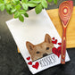 Shiba Inu Japanese Dog Kisses Valentines Day Gift for Mom, Shiba Inu Mom Valentine Gift, Hearts Dish Towel, Valentines Dog Kitchen Tea Towel