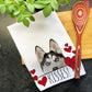 Siberian Husky Dog Kisses Valentines Day Gift for Mom, Husky Mom Valentine Gift, Hearts Dish Towel, Valentines Dog, Husky Kitchen Tea Towel