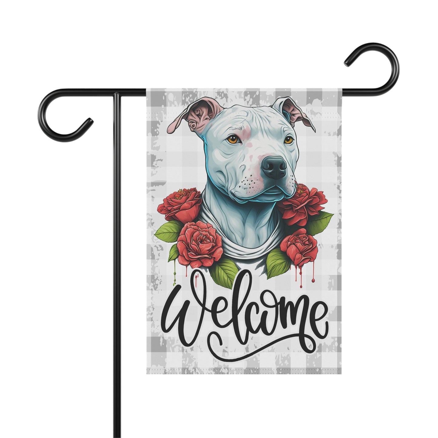 Pit Bull Dog Welcome Garden Flag, Spring Garden Flag, Pitbull Lover Gift House Flag Garden Flag, Outdoor Flag, Pittie Mom Porch Welcome Sign