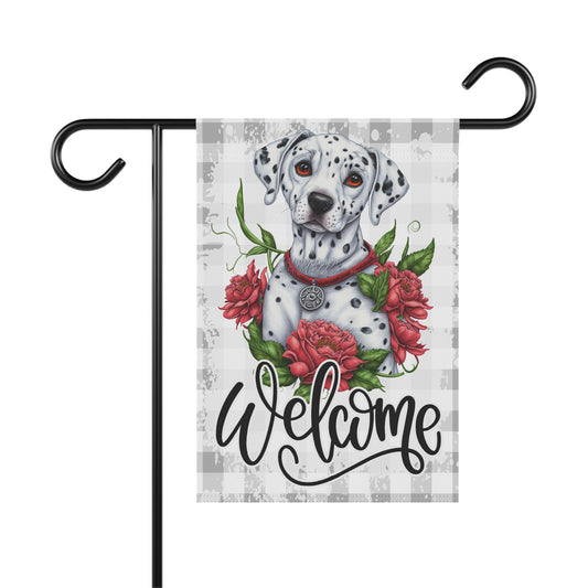 Dalmatian Dog Welcome Garden Flag, Spring Garden Flag, Dog Lover Gift House Flags, Dog Mom Garden Flag, Outdoor Flag, Porch Welcome Sign