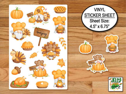 Thanksgiving Gnome Stickers, Planner Stickers, Fall Stickers, Autumn Water Bottle Sticker, Happy Thanksgiving Vinyl Sticker, Fall Gnomes