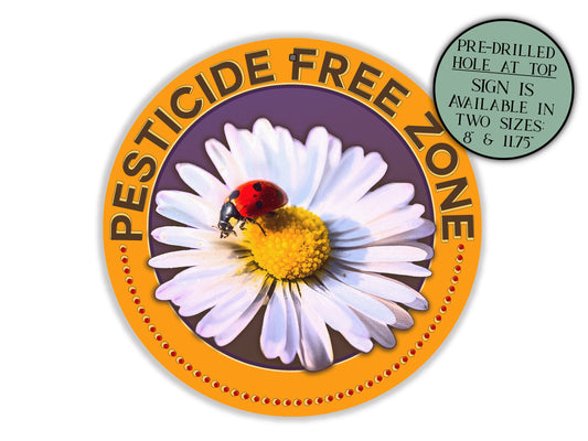 Ladybug Pesticide Free Zone Garden Sign, Garden Art Pollinator Signs, No Spray Flower Sign, Outdoor Metal Yard Sign, Farmhouse Garden Gift