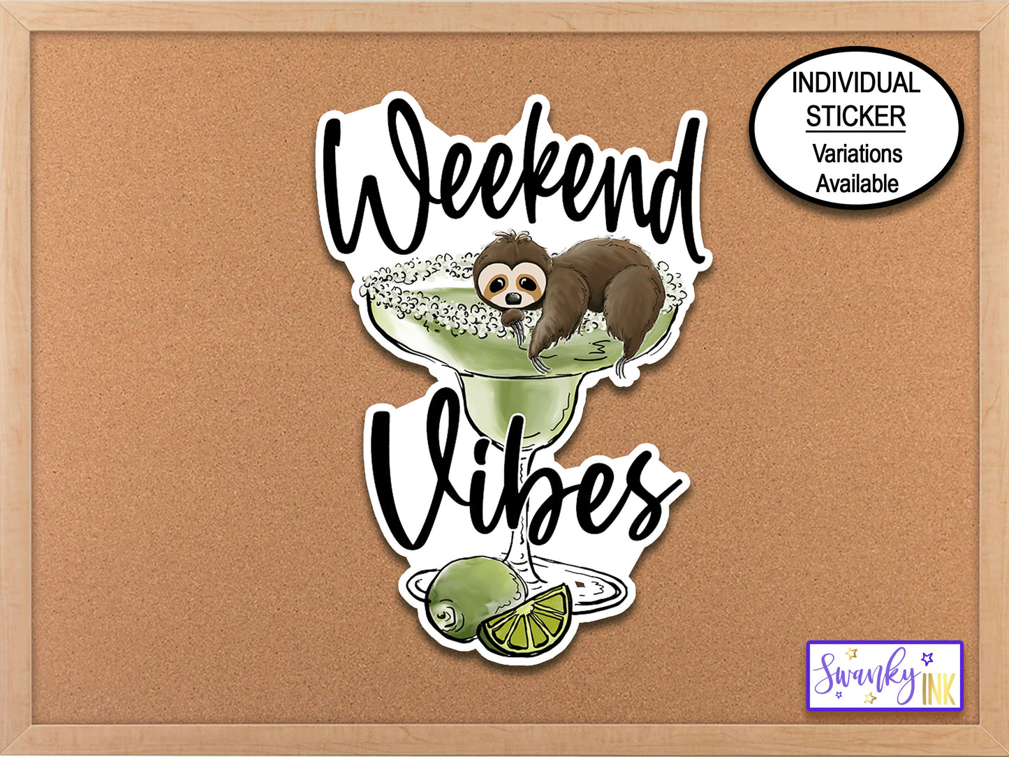 Weekend Vibes Sloth Margarita Phone Sticker, Deco Stickers for Planner, Margarita Sticker, Die Cut Stickers, Bujo Sticker, Funny Sloth Decal