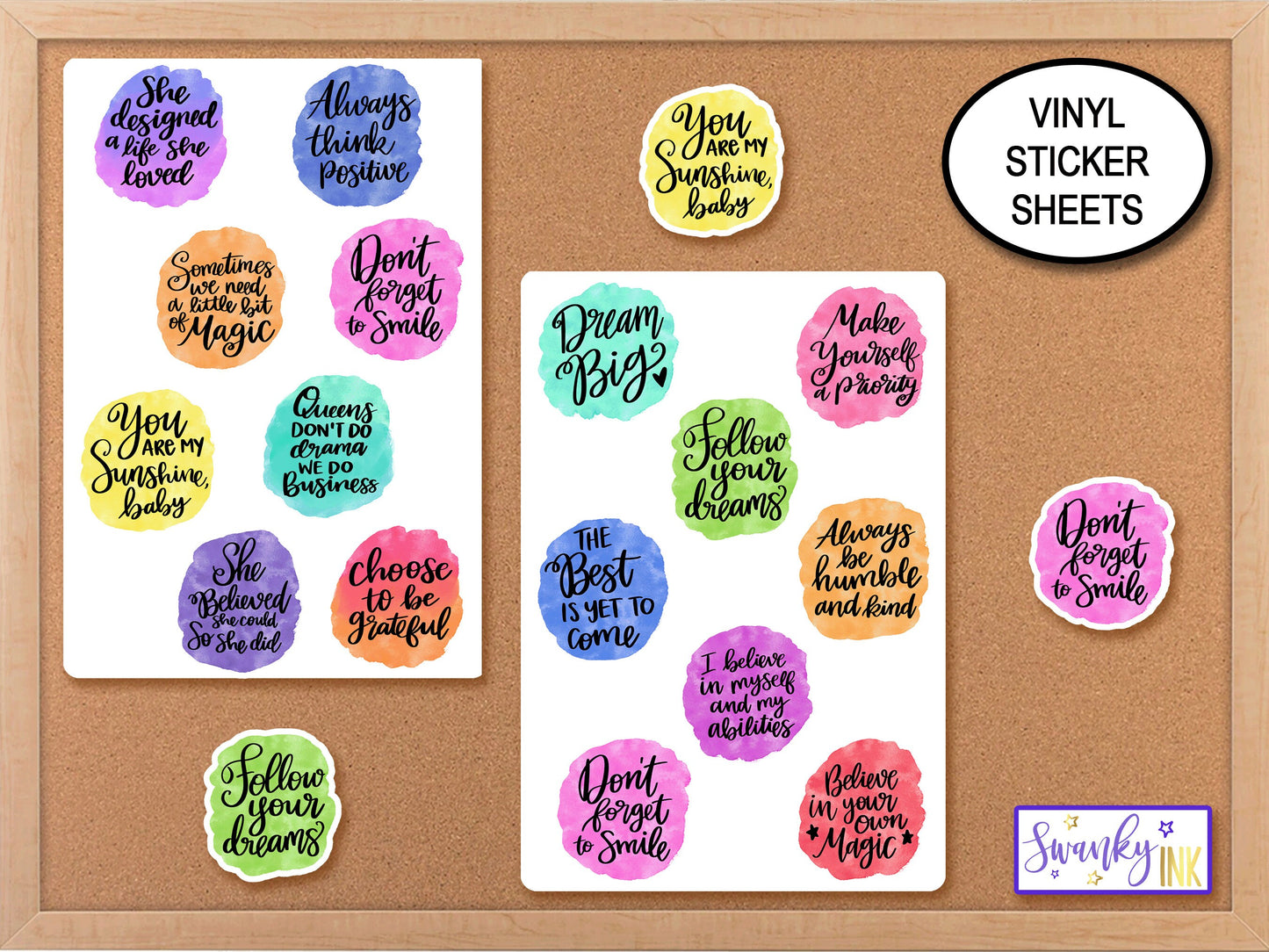 Positive Quotes Sticker Sheets, Journal Sticker, Be Kind Sticker, Phone Sticker, Self Care Sticker, Anxiety Sticker, Mental Health Journal,