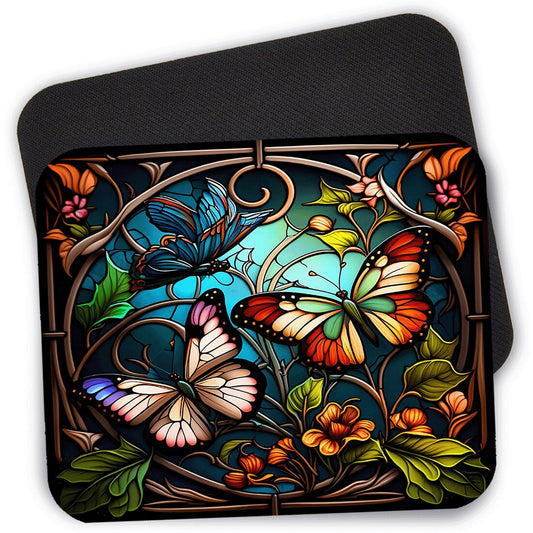 Monarch Butterfly Stained Glass Mouse Pad Desk Mat, Boho Mouse Pad, 9.4"x7.9" Computer Mouse Pad, Butterflies Mousepad, Nature Mouse Pad #1