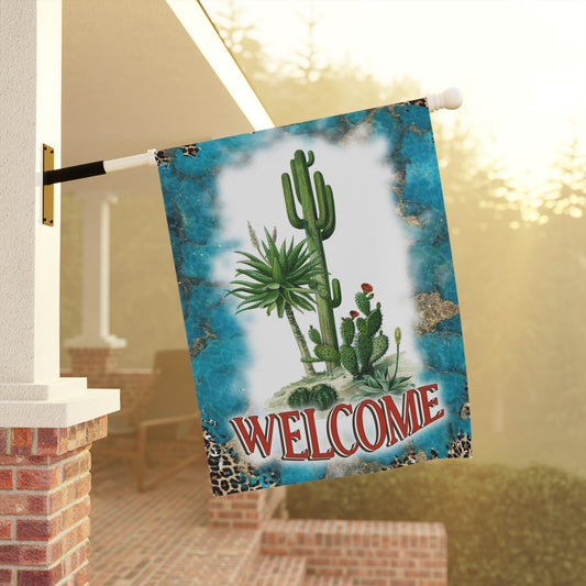 Cactus Welcome Garden Flag, Porch Flags, Cactus Decor House Flag, Summer Garden Flag, Welcome To Our Home Patio Banner, Desert Flag Yard Art