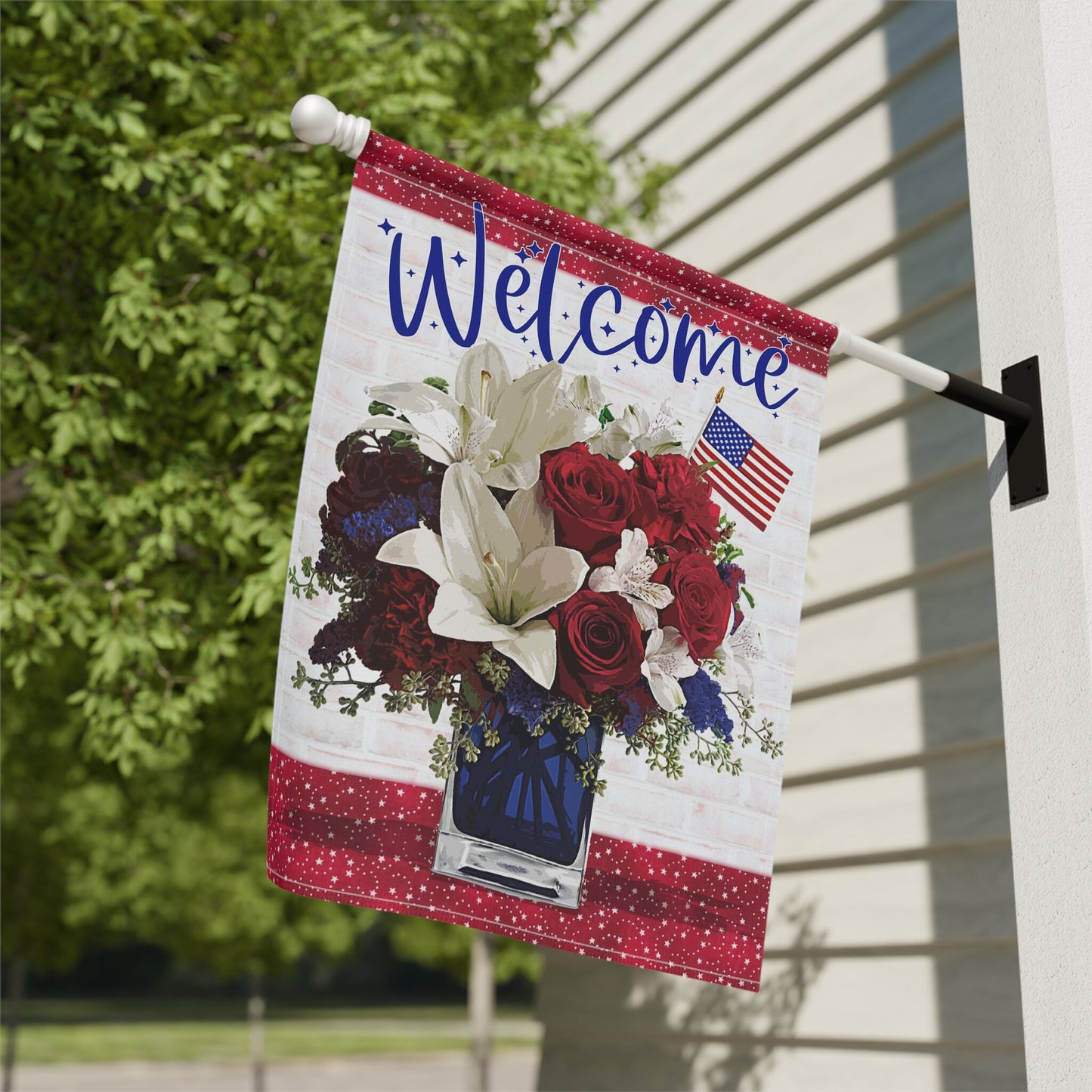 Welcome Garden Flag, USA Flag, Outdoor Welcome Sign, American Flag Print, Porch Welcome Sign, July 4th Welcome Home Gifts, Summer Garden