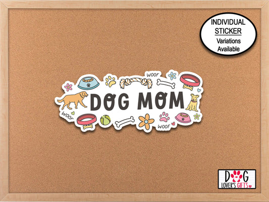 Dog Mom Sticker, Water Bottle Sticker, Dog Sticker, Laptop Sticker, Dog Lover Planner Sticker, Phone Case Decal Dog Owner Gift, Cute Sticker