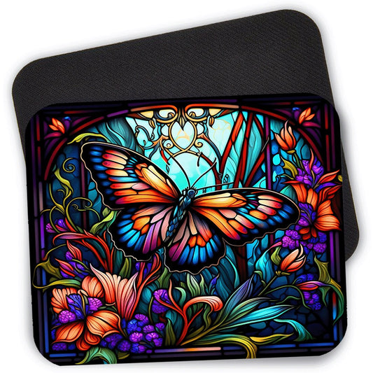 Stained Glass Blue Monarch Butterfly Mouse Pad, Boho Mouse Pad, 9.4" x 7.9" Computer Mouse Pad, Butterflies Mousepad, Nature Mouse Pad #4