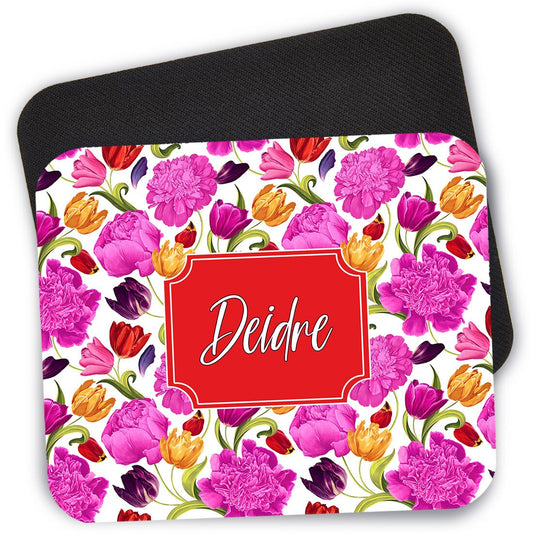 Personalized Peony Tulip Floral Mouse Pad, 9.4"x7.9" Computer Mouse Pad, Flower Mouse Pad, Custom Desk Pad, Gaming Mouse Pad Large Mousepad