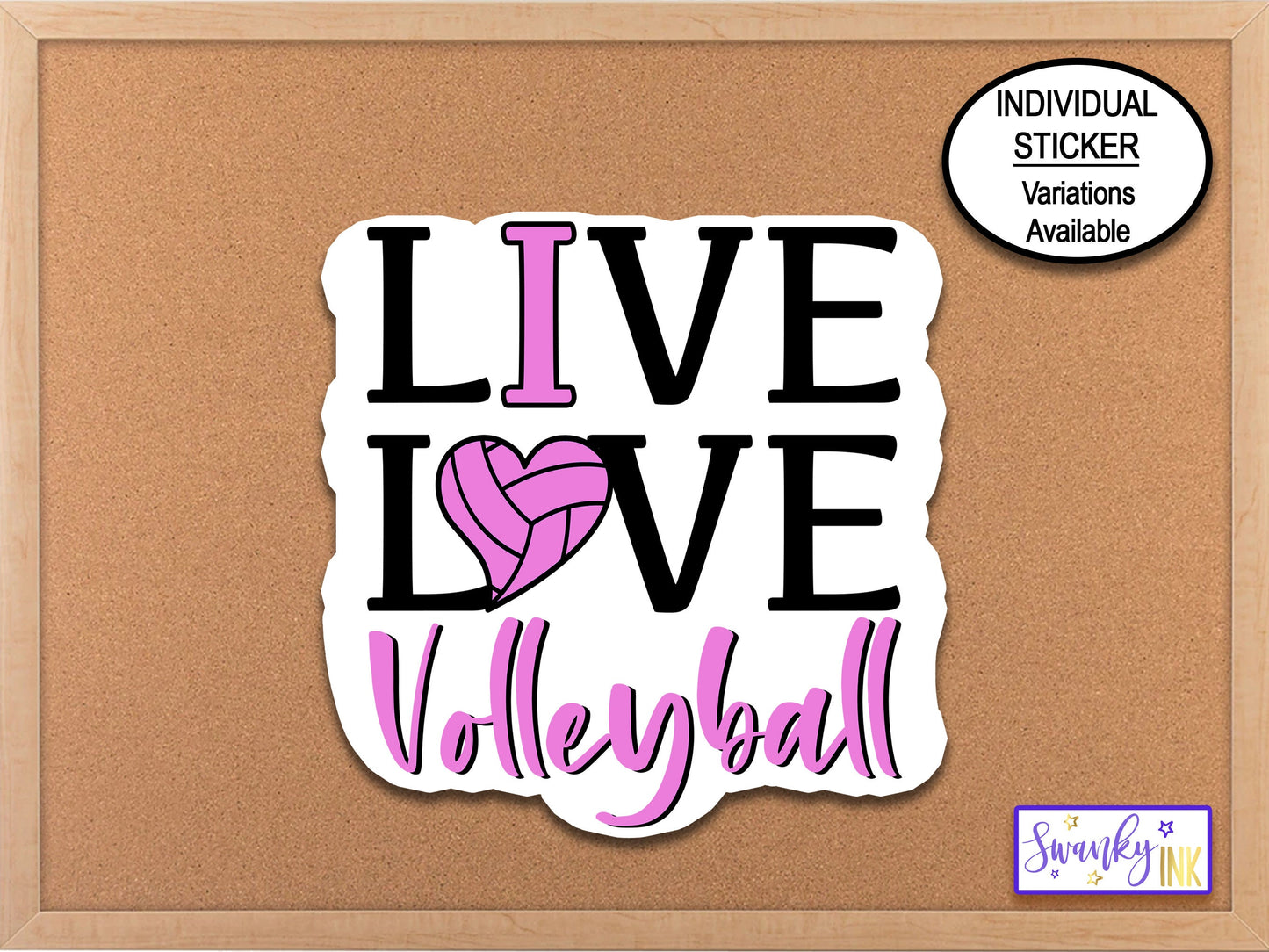 Live Love Volleyball Sticker, I Love Volleyball Water Bottle Sticker, Planner Stickers, Phone Case Sticker, Laptop Sticker, Sports Sticker