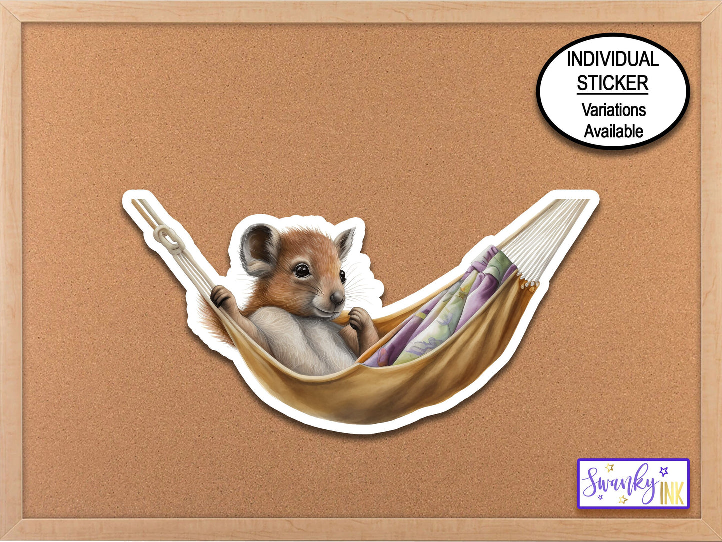 Squirrel in Hammock Sticker, Water Bottle Sticker, Journal Stickers, Laptop Stickers, Camping Sticker, Cozy Sticker, Cute Animal Sticker