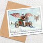 Dad Thank You Card, Vintage Flying Machine Happy Fathers Day Card, Funny Greeting Card, Dad Birthday Card, Nautical Plane Ephemera Dirigible