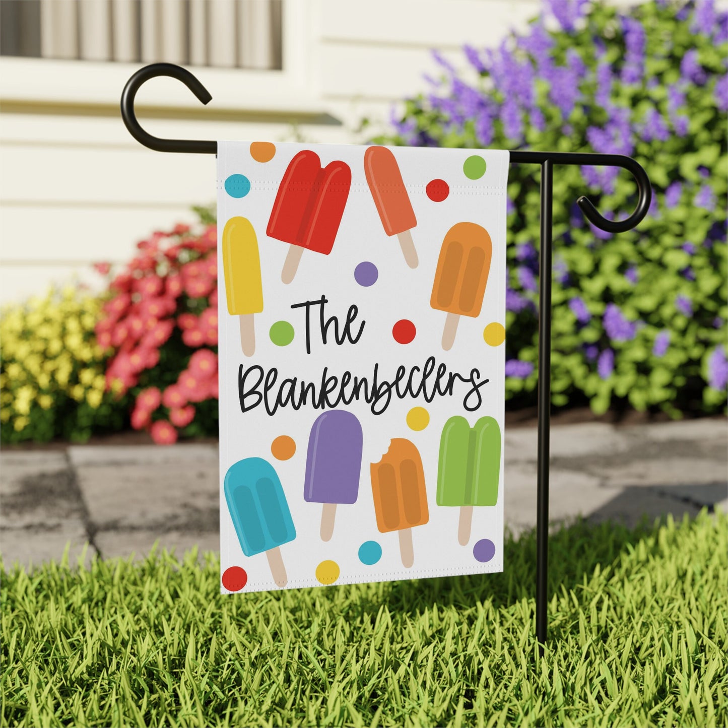 Personalized Welcome Garden Flag, Custom Popsicles Ice Cream Banner, Beach House Gift, House Warming Gifts, Lake House Decor, Porch Flag