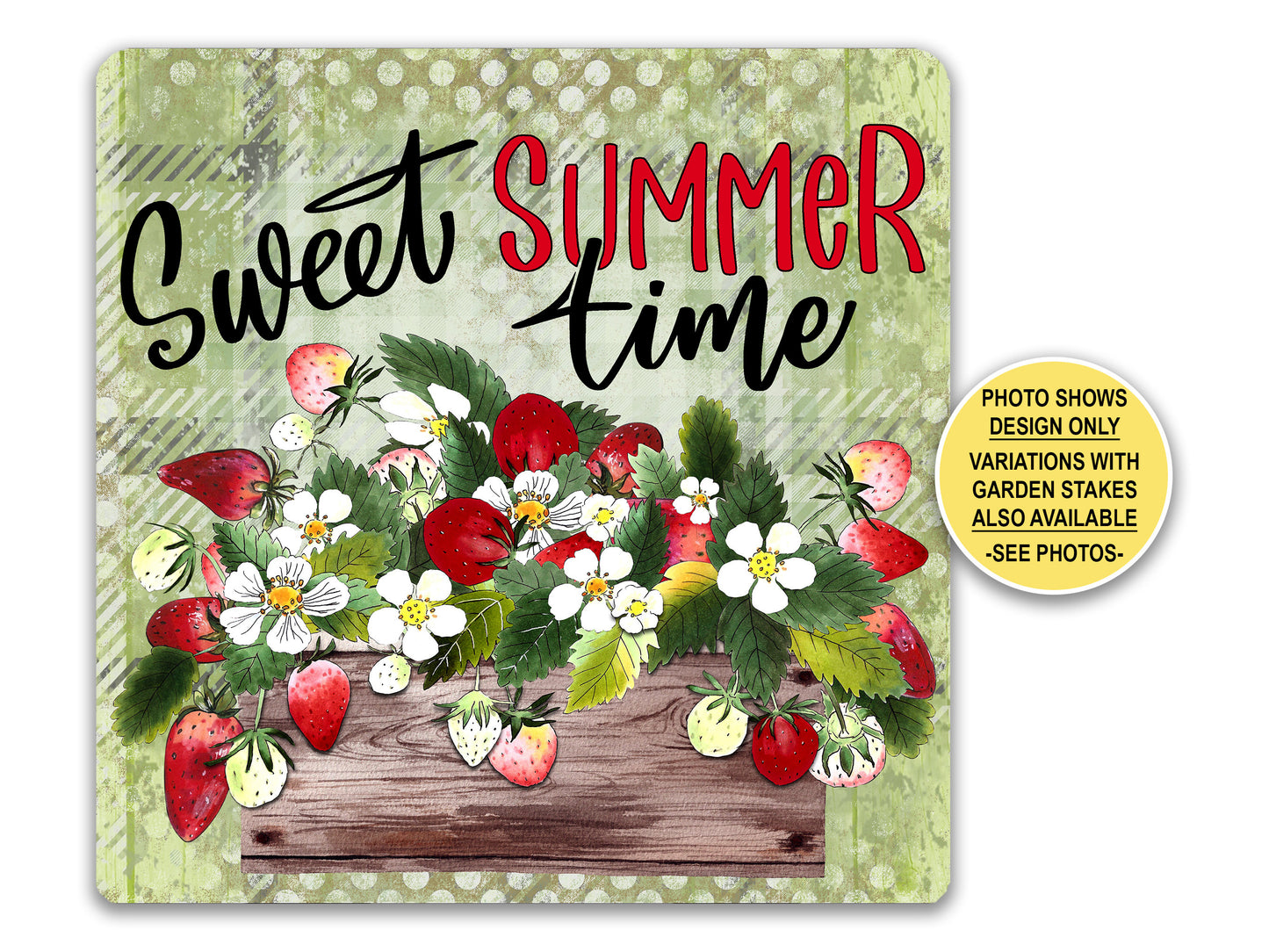 Sweet Summer Time Strawberry Sign, Summer Decorations, Strawberries Summer Decor, Metal Farmhouse Sign Gift for Best Friend, Farmers Market
