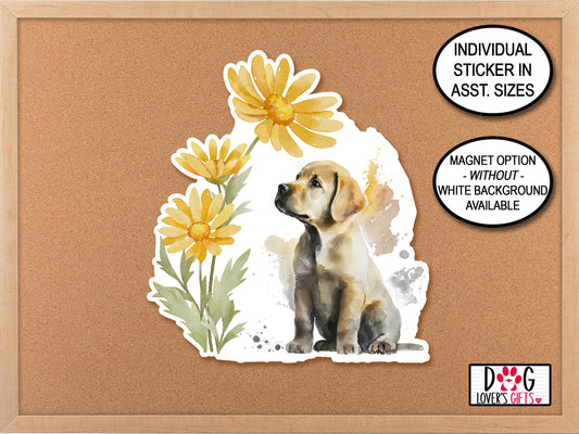 Labrador Puppy Dog Planner Sticker, Daisies Floral Dog Magnet, Journal Sticker, Cottagecore Laptop Sticker, Lab Dog Mom Phone Case