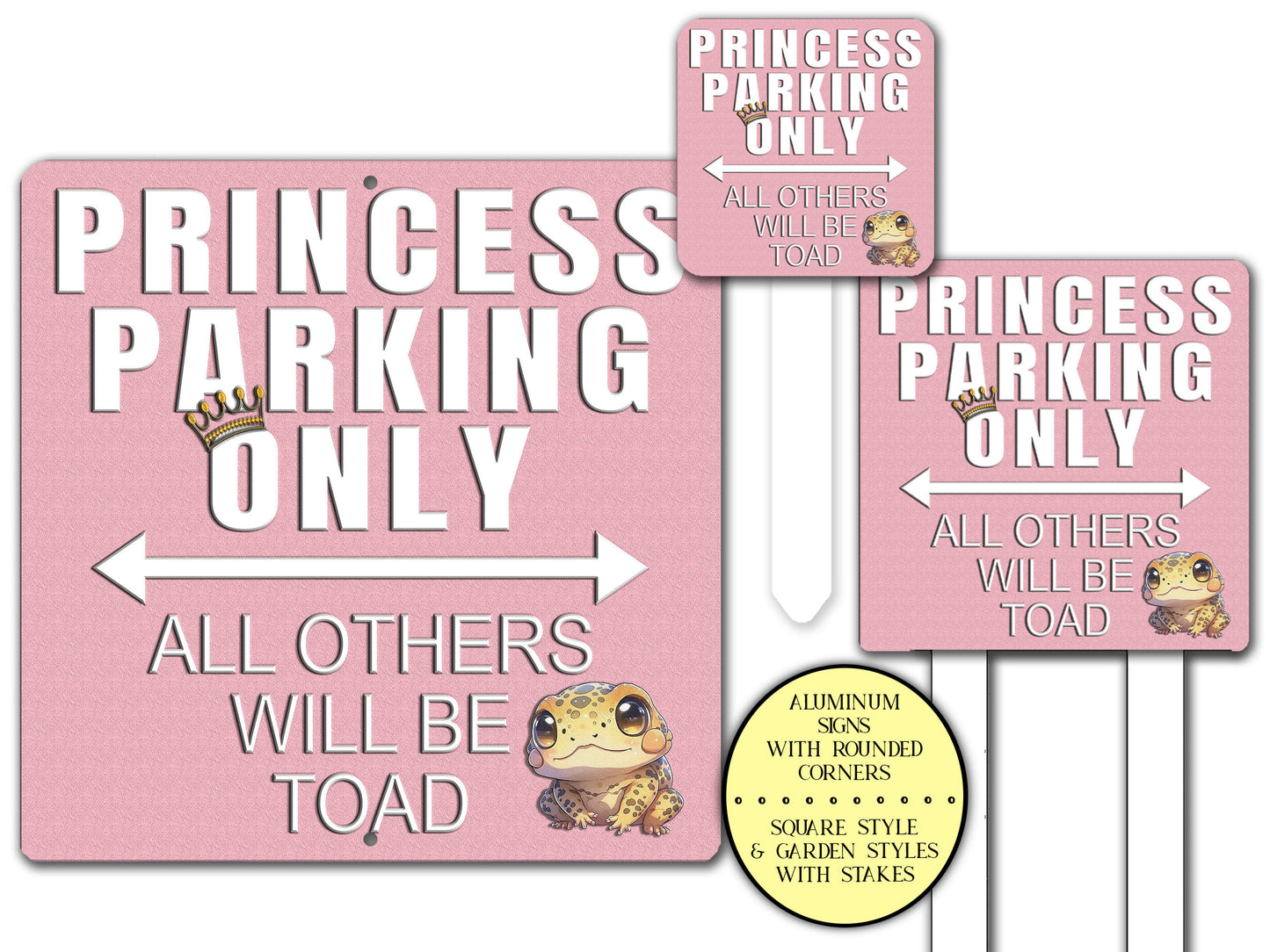 Pink Princess Parking Sign Gift for Her, All Others Will Be Toad, Princess Decor Metal Sign, Funny Sign for Mom, Garage Signs, No Parking