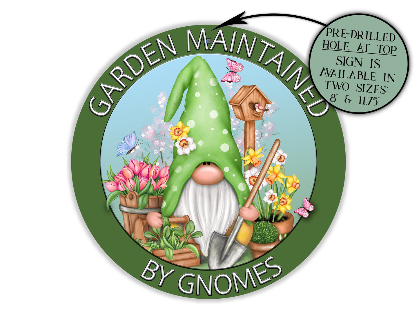 Garden Maintained By Gnomes Sign, Garden Gnome Outdoor Porch Sign, Garden Wall Art, Front Door Sign, Funny Garden Sign, Farmhouse Yard Sign