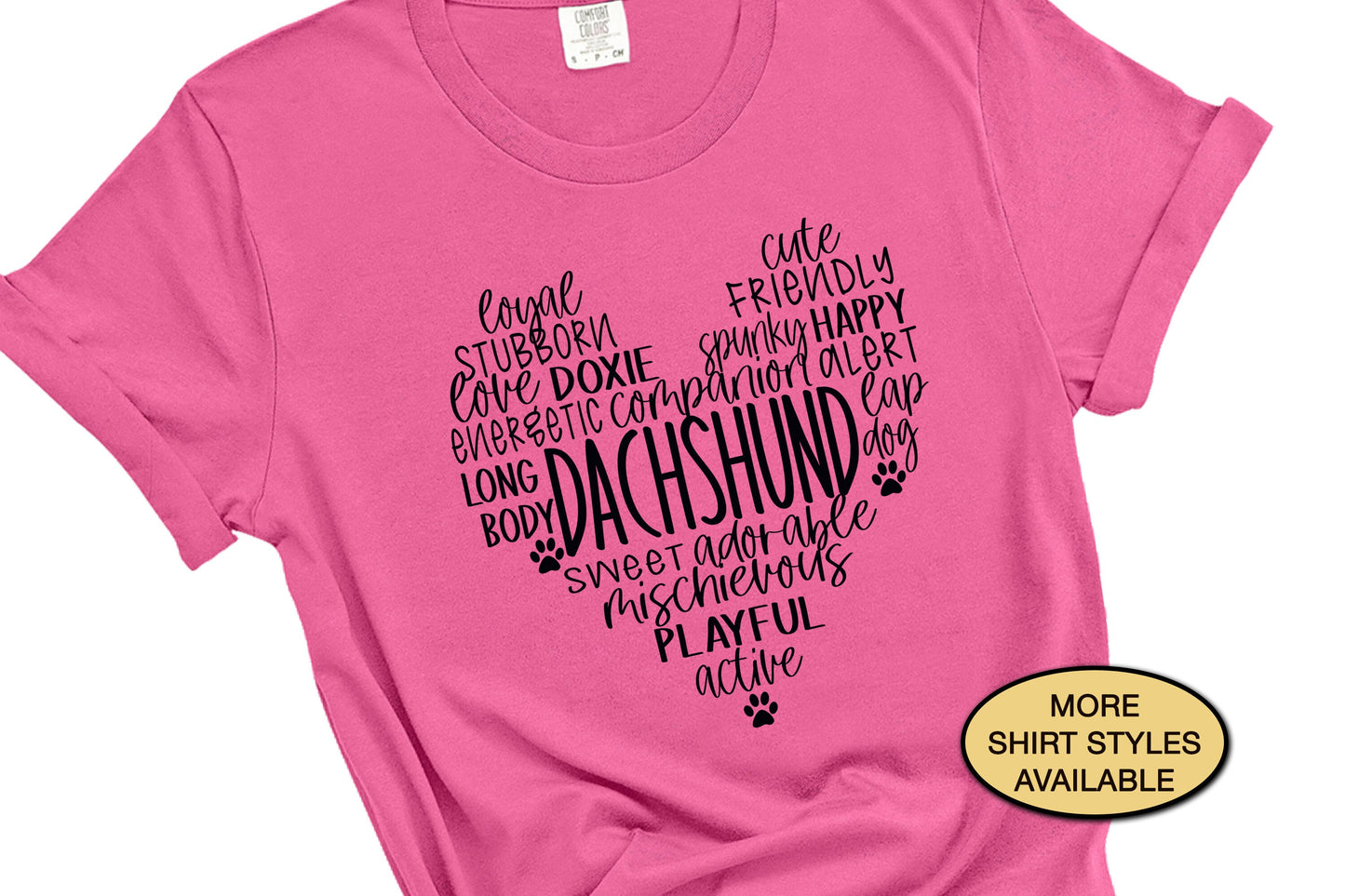Dachshund Doxie Traits Word Cloud Heart Shirt, Cute Dog Owner Gift for Mom, Vet Tech Tee, Pet Groomer Sweatshirt, Dog Walker Birthday Tshirt