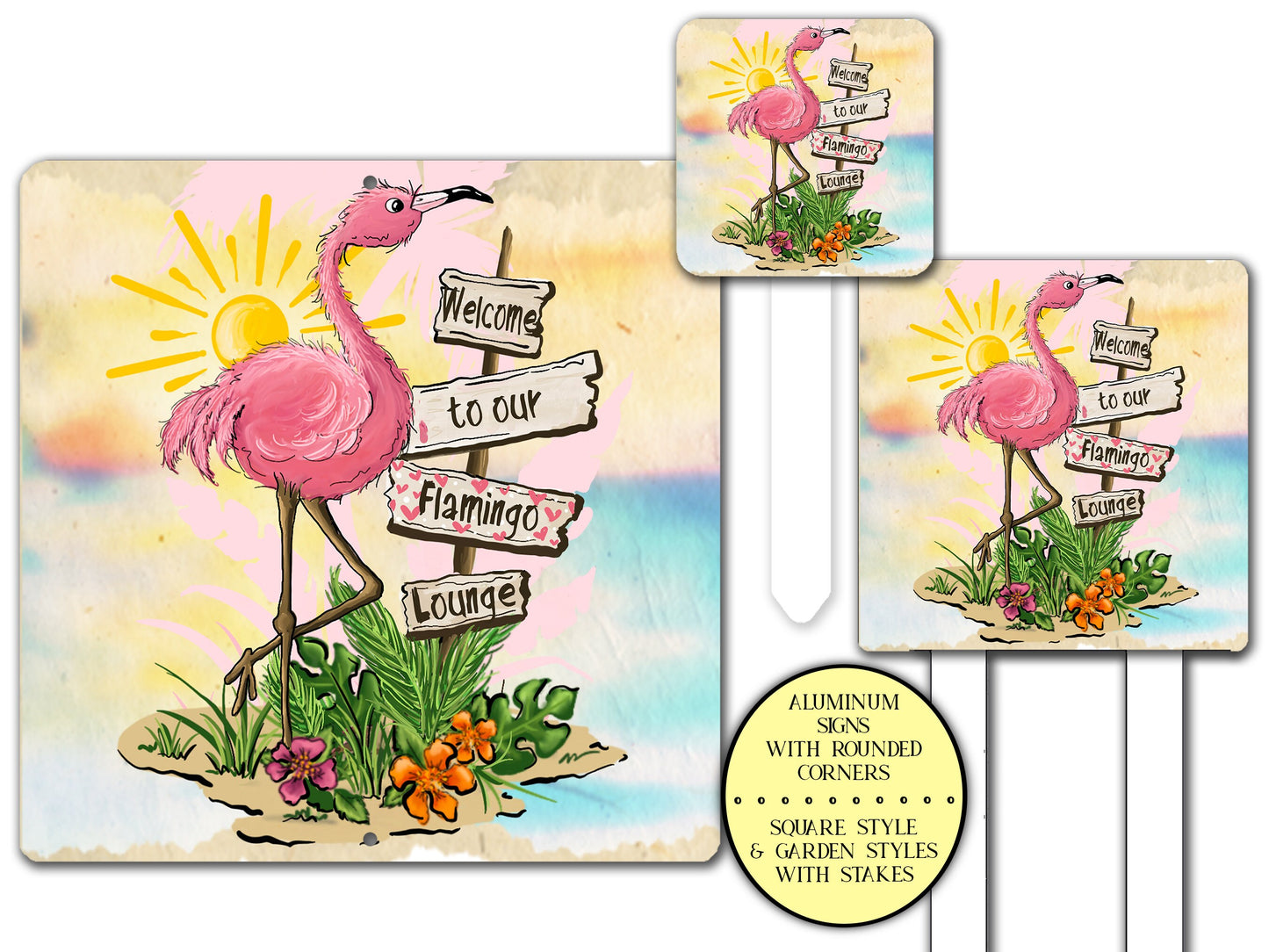 Welcome To Our Flamingo Lounge Outdoor Patio Bar Sign, Tiki Bar Signs, Swimming Pool Sign, Beach Signs Decor, Coastal Sign, Pink Flamingo