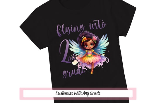 Fairy First Day of School Shirt, Fairy Gifts, Fairy Clothing, Fairies Fae Fairy Wings Black Latino Girl Grade School Outfit, Fairycore Shirt