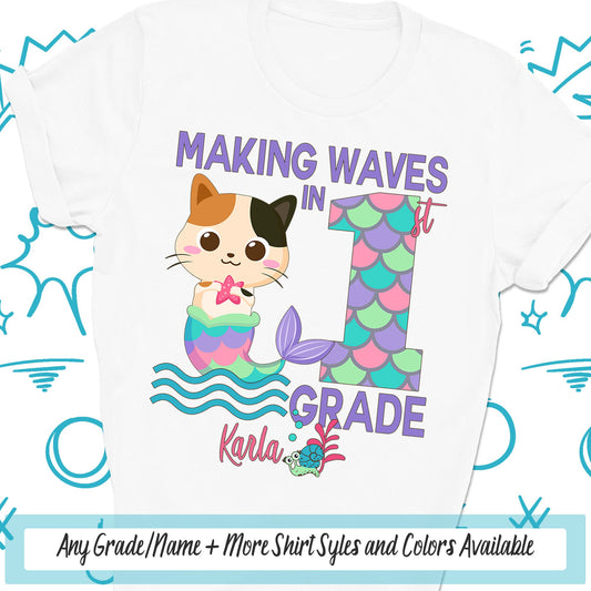 Mermaid Back To School Shirt For Kids, Trendy Meowmaid Cat Mermaid Girl Shirt, Second Grade Shirt, Field Day Shirt, First Day Of School Tee
