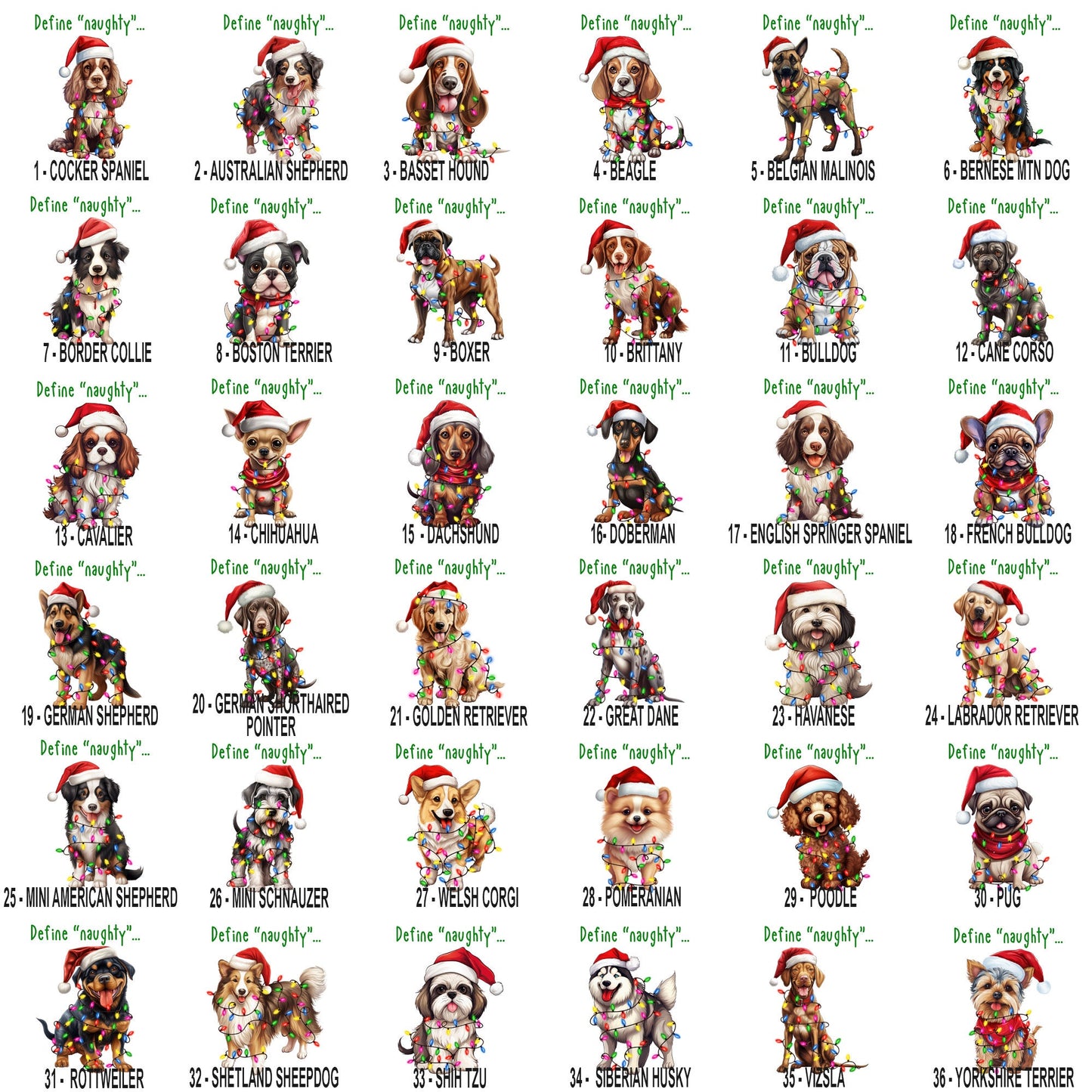 Define Naughty Dog Holiday Cards, Blank Christmas Greeting Xmas Cards, Gifts For Dog Lovers, Christmas Card Set, Funny Cards, Dog Mom Gift,