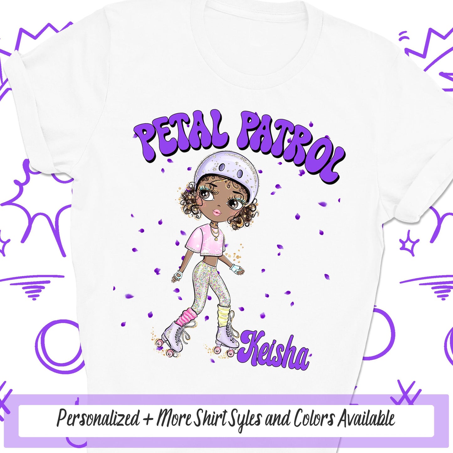 Petal Patrol Flower Girl Proposal Shirt, Roller Skate Black Girl,, Wedding Rehearsal Bridal Party Shirts, Roller Skating Team Bride Squad