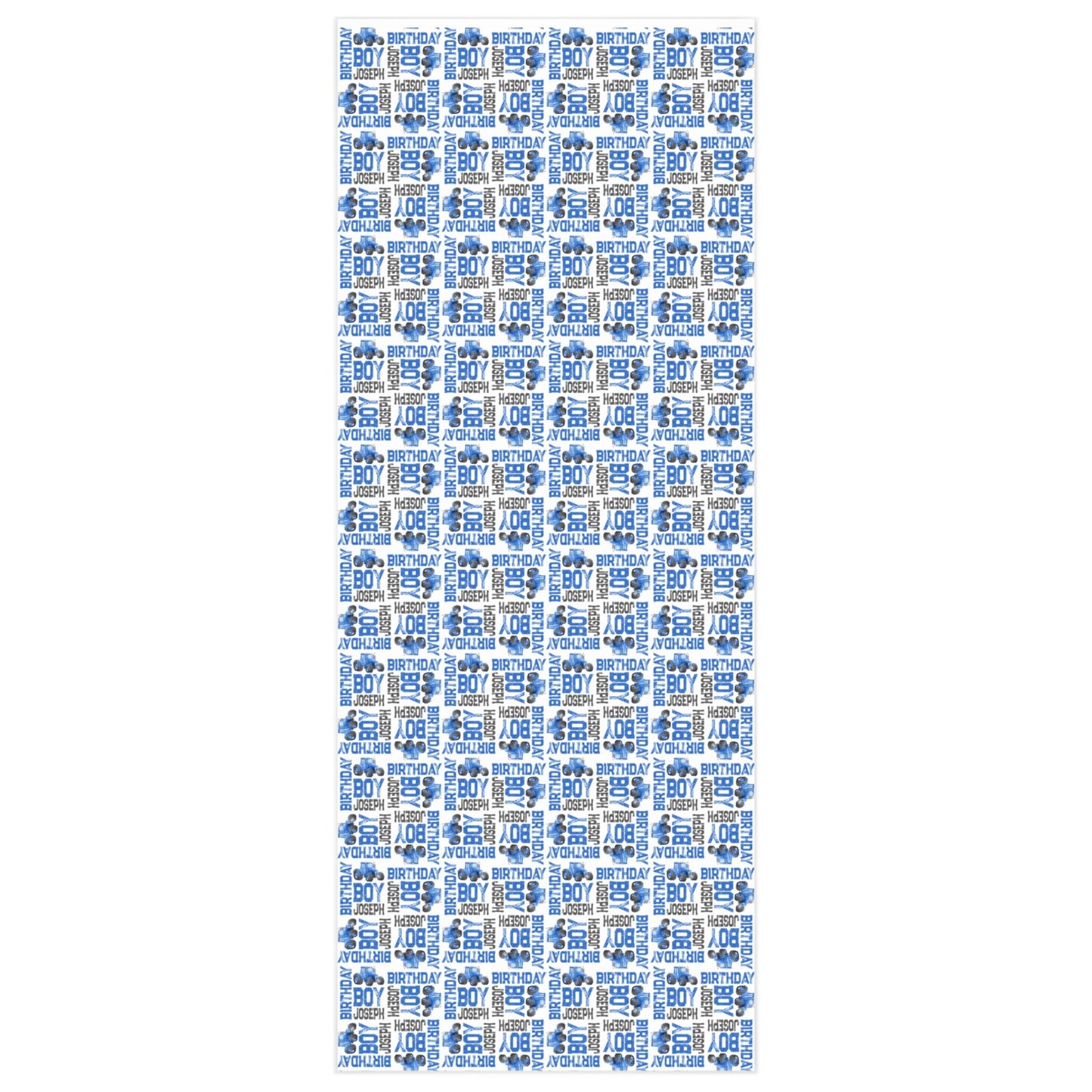 Blue Tractor Birthday Boy Personalized Gift Wrapping Paper, Farm Party Gift Wrap Paper, Baby Shower Wrapping Paper Roll, Personalized Name